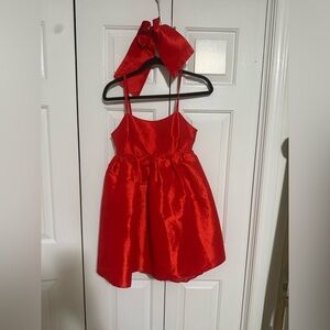 Red satin dress